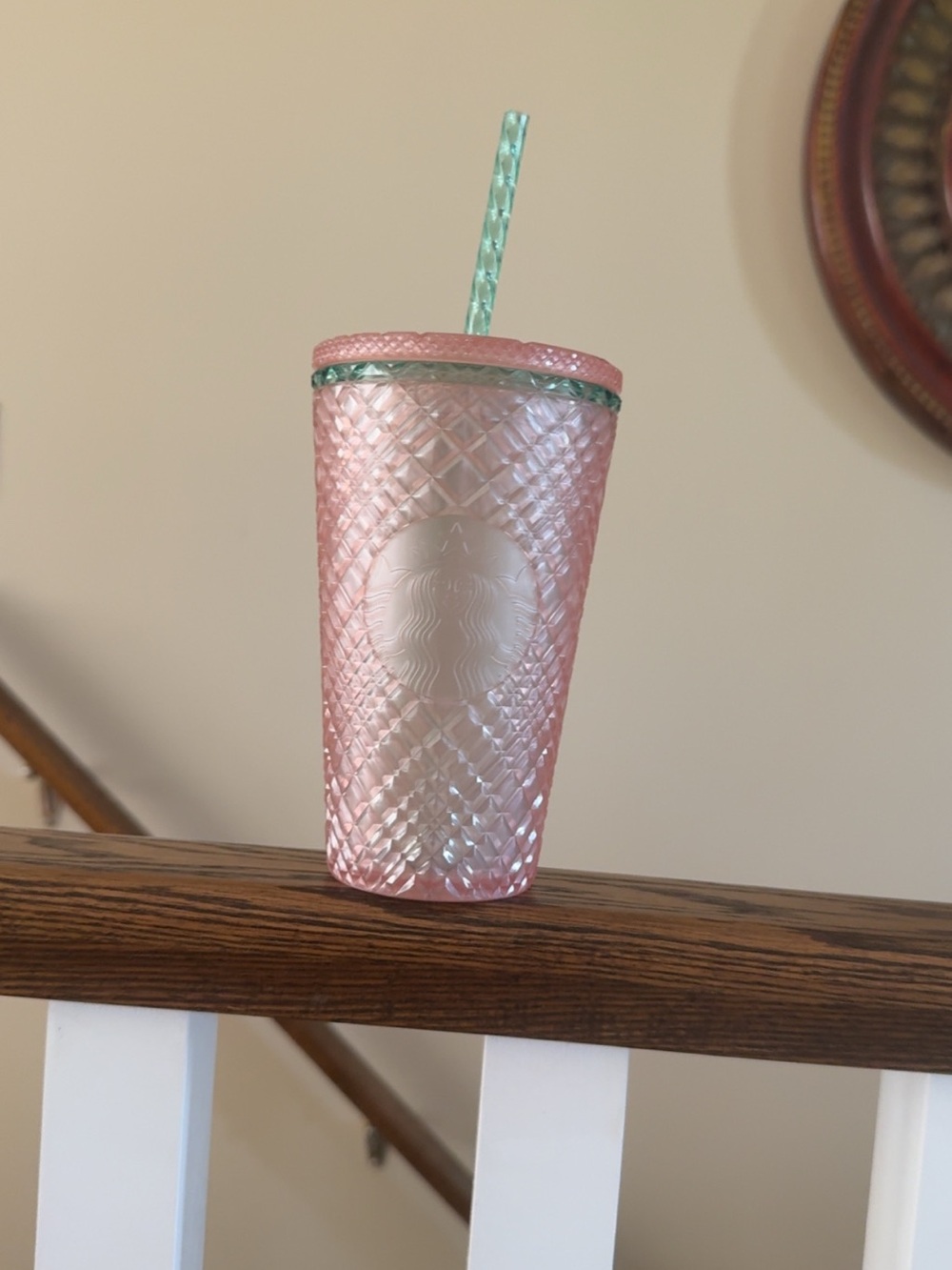 GENTLY USED ⭐️STARBUCKS⭐️ 2023 Spring Pink Pearl Jewel Grande 16 Oz Tumbler